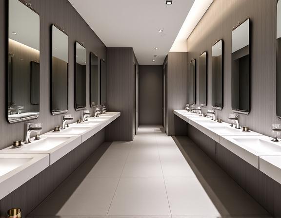 Sleek and durable commercial bathroom for a CBD hotel.