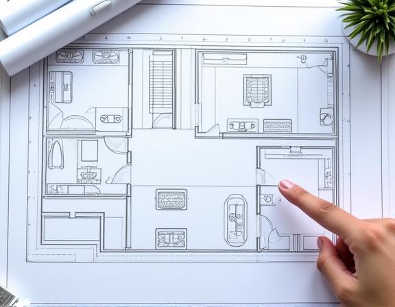 Architectural blueprint showing a bathroom layout design.